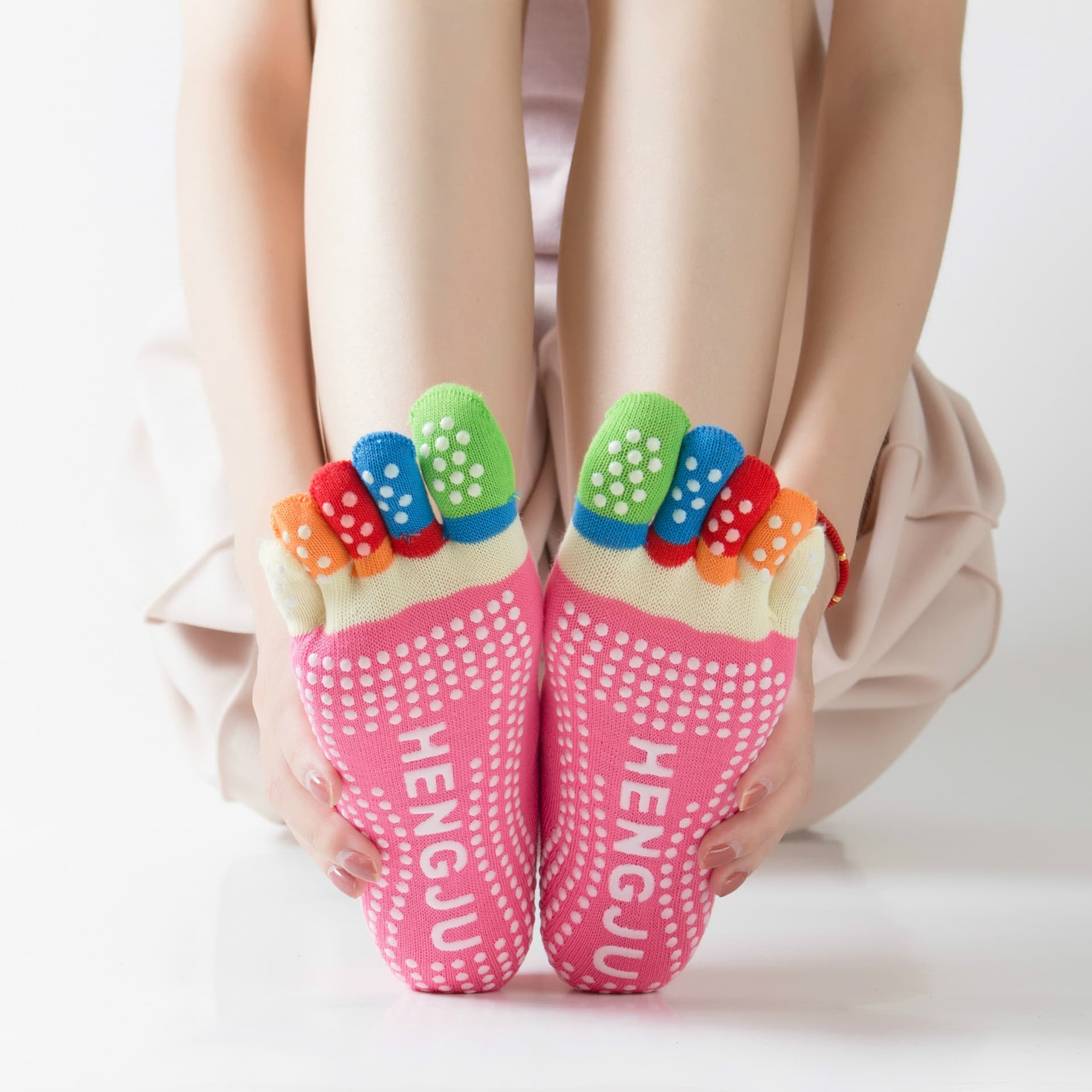 [Hengju Factory Direct Supply] Yoga Socks, Open Toe & Backless, Professional Adhesive Finish, Women's Yoga Five-Finger Socks, Split Toe Socks