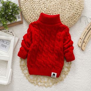 Drop Shipping Children's Knit Sweater 22 Hot Style Autumn/Winter Solid Color High Neck Pullover for Boys and Girls Korean