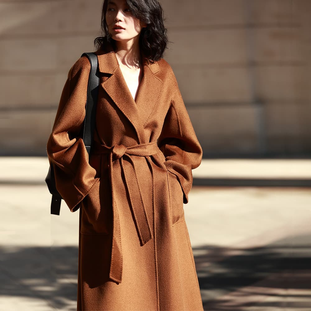 Shenghong 25 Autumn/Winter New M Family Handmade Double-Sided Wool Water Ripple Wool Jacket Wool Cashmere Coat for Women 7202