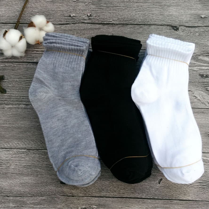 Men's Mid-Calf Socks Autumn Winter Black White Gray Sports Socks Solid Color Polyester Cotton Loose Cuff Socks Running Socks Foot Bath Stall Socks