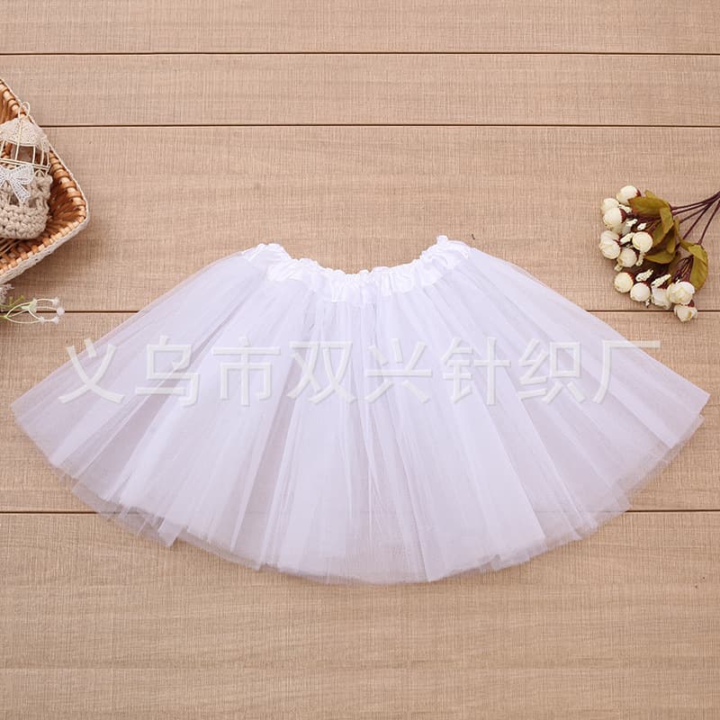 European and American Tutu Girls' Princess Dress, Three-Layer Mesh Puff Skirt Half-Skirt, Children's Dance Costume with Three Layers