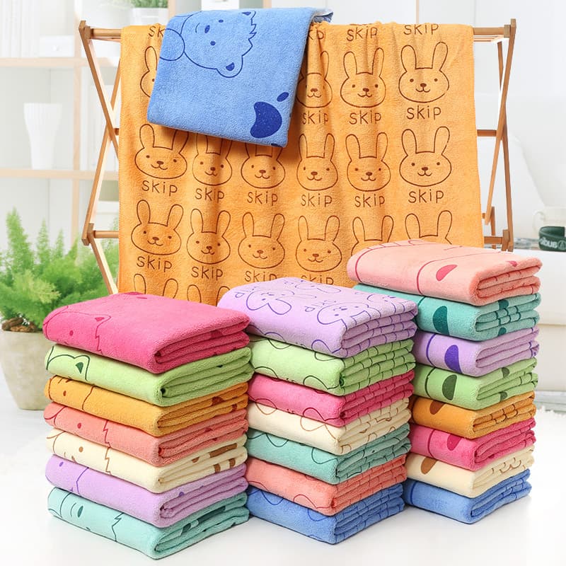 Microfiber Bath Towel, Beach Towel, Water-Absorbent and Quick-Drying, Children's Large Towel, Rabbit Head Printed Cartoon Swimming Bath Towel