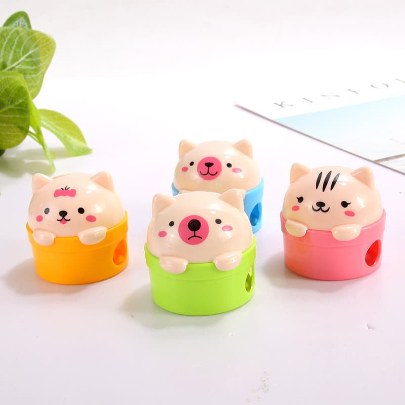 Xinle 360 Cartoon Double-Hole Pencil Sharpener Portable Student Cute Bear Pencil Sharpener Creative Sharpener Wholesale