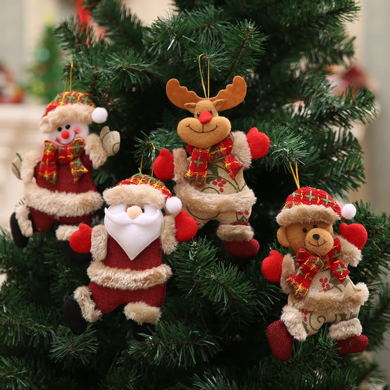 Christmas Tree Accessories Christmas Dolls Dancing Santa Snowman Reindeer Bear Fabric Dolls Hanging Ornaments Gifts