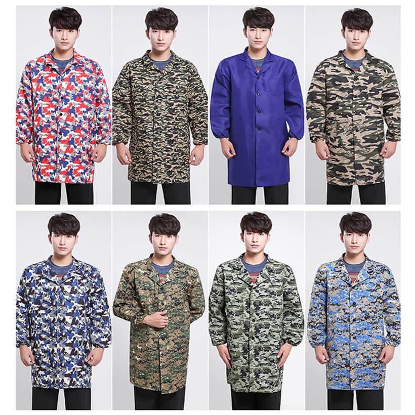 Long-sleeved camouflage clothing, labor protection work clothes, carrying buttons, positive dressing, unisex, anti-fouling and stain-resistant coat, windproof coat