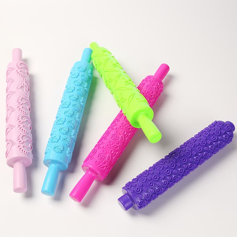 Pottery Tools Plastic Printed Clay Rolling Pin Clay Children's Handmade Texture Clay Press Pastry Pattern Rolling Pin