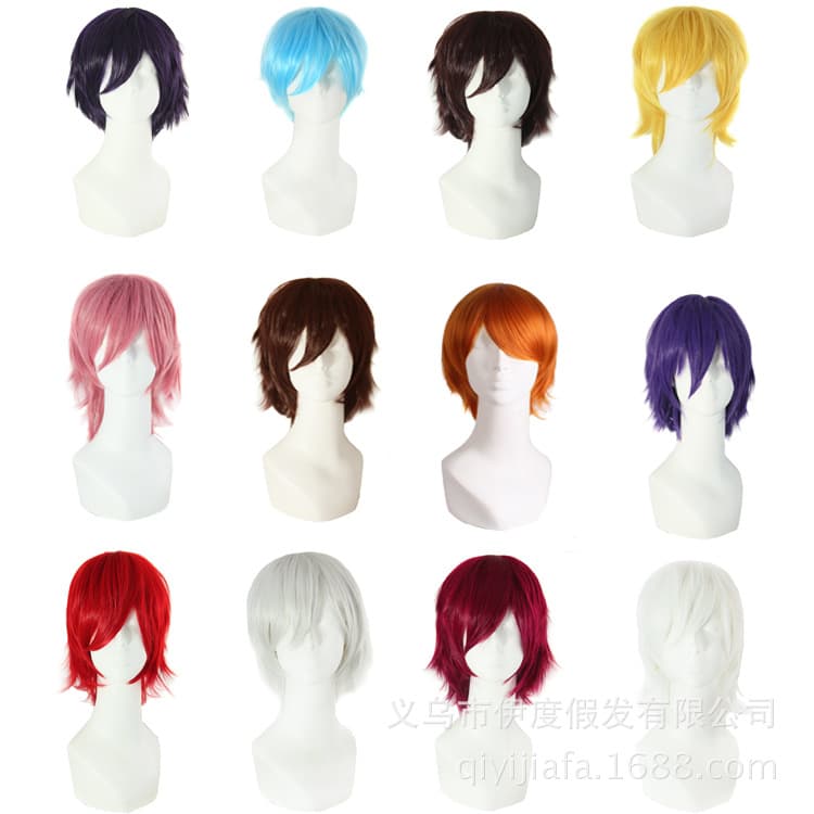 Flipped Up Cosplay Wig Short Hair Anime Multi-Color Options Men's Short Hair Reverse Flip Stylish Synthetic Heat Resistant Wig