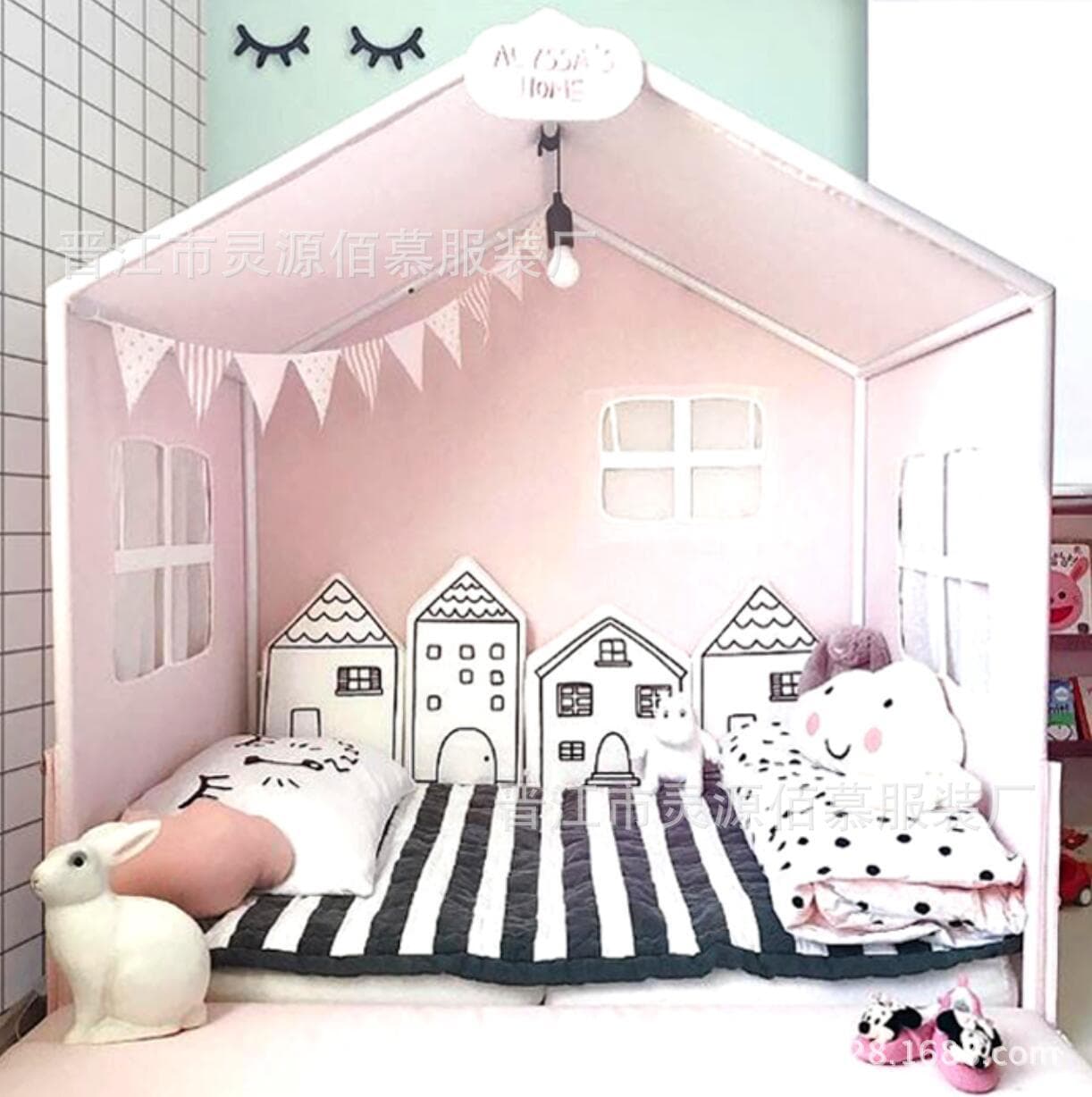 Ins Nordic Small House Crib Bumper Bump-Proof Guardrail