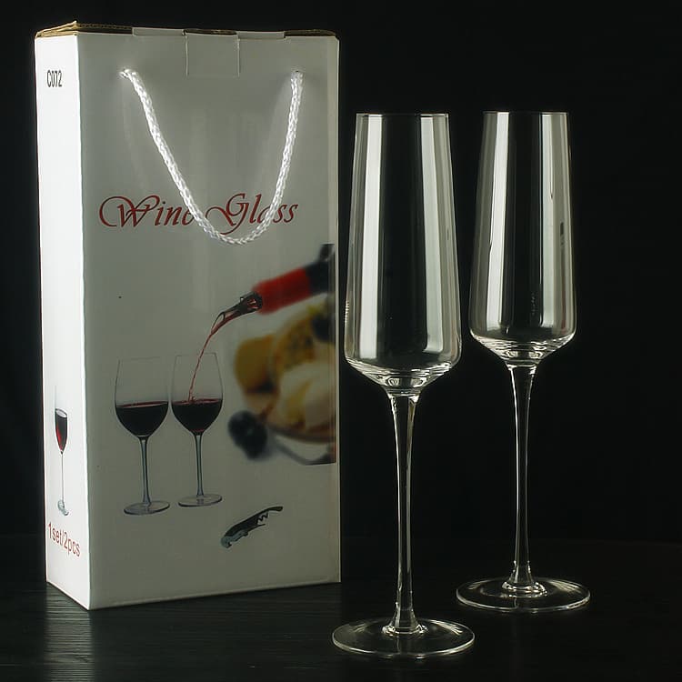 Handcrafted Crystal Champagne Flutes Wine Glasses 2-Piece Gift Box Set Sparkling Wine Glass