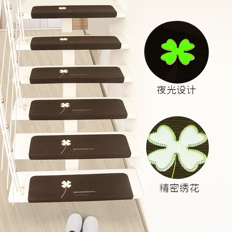 Self-Adhesive Stair Mats Non-Slip Silent Night Glow Wooden Floor Carpet Home Use Modern Simple Style Living Room Carpet