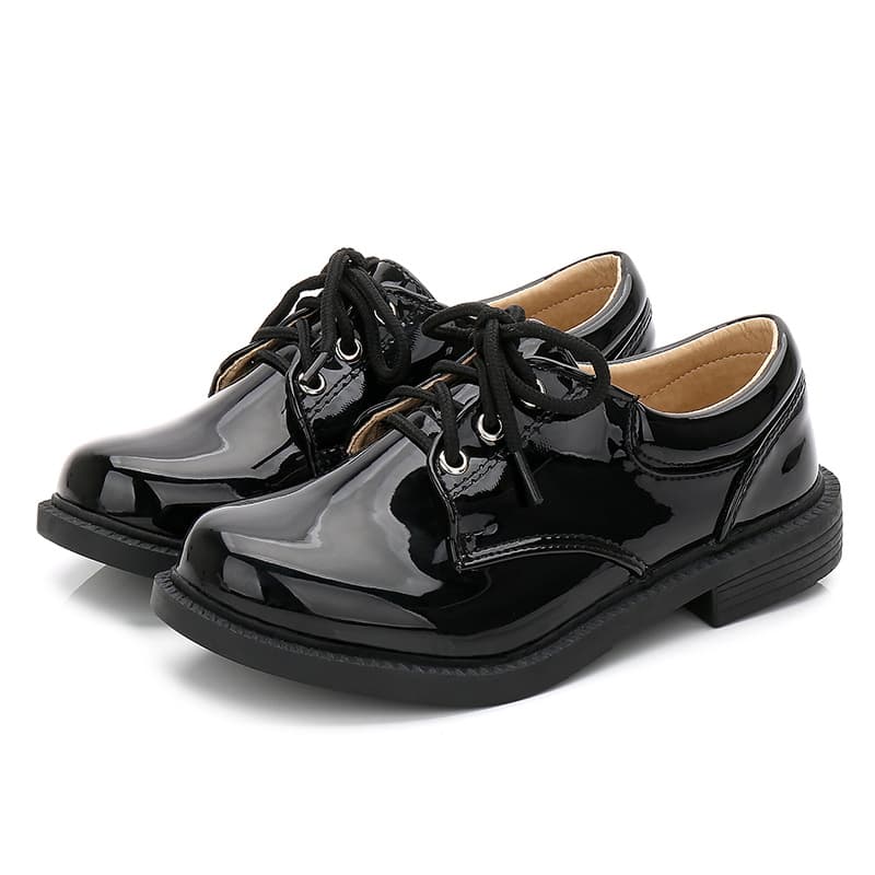 Boys Patent Leather Black Loafers British Style 2025 New Primary School Flower Boy Shoes