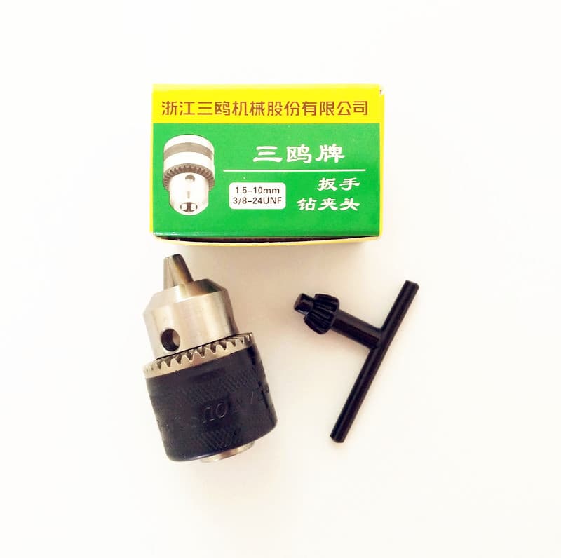 Professional wholesale Sanou 10mm drill chuck, 3/8-24UNF wrench threaded drill chuck, 10A iron chuck