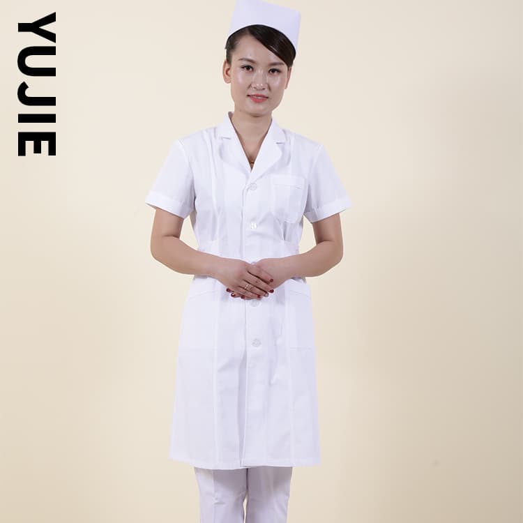 Factory Direct Round Neck Nurse Short Sleeve Summer Work Uniform White Coat Female Doctor White Workwear