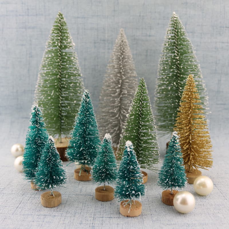 Cross-border Decorative Small Christmas Tree Sisal Threads Snow Pagoda Pine in Teal, Gold, Silver, Red Mini Ornament 3-