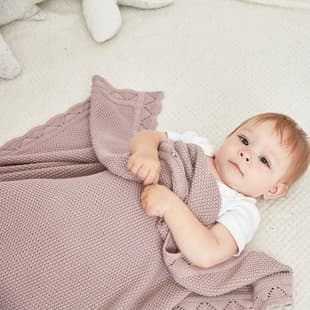 INS Nordic Norwegian Baby Cotton Knit Blanket, Baby Wrap, Stroller Blanket, Infant Knit Throw