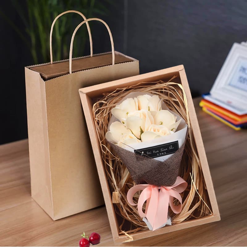 Valentine's Day Dried Flower Bouquet Gift Creative Preserved Carnation Soap Rose Bouquet Gift Box Corporate Gift Manufacturer