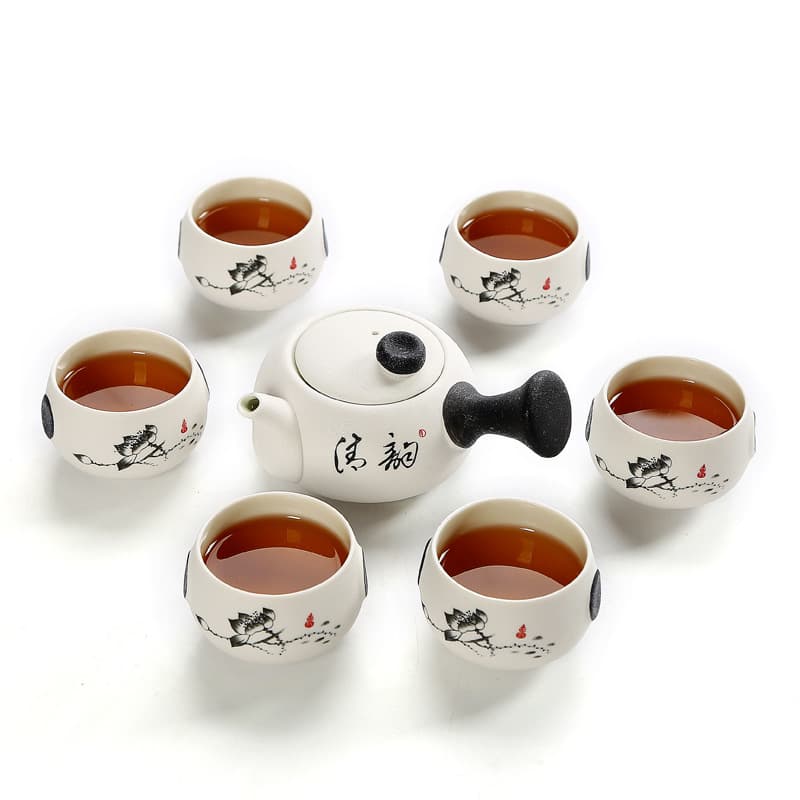 Wholesale Snowflake Glaze Tea Set Gift Printed Dehua Gongfu Set Creative Ceramic Tea Infuser Customizable Tea Ware