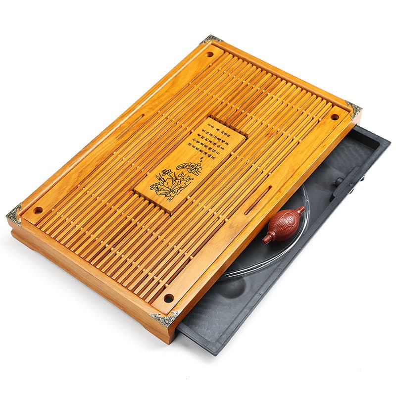 Home Use Wooden Tea Tray Kung Fu Tea Board Long Rectangle Drawer Style Medium Size Tea Set Tray Solid Wood Co Wood Tea Board