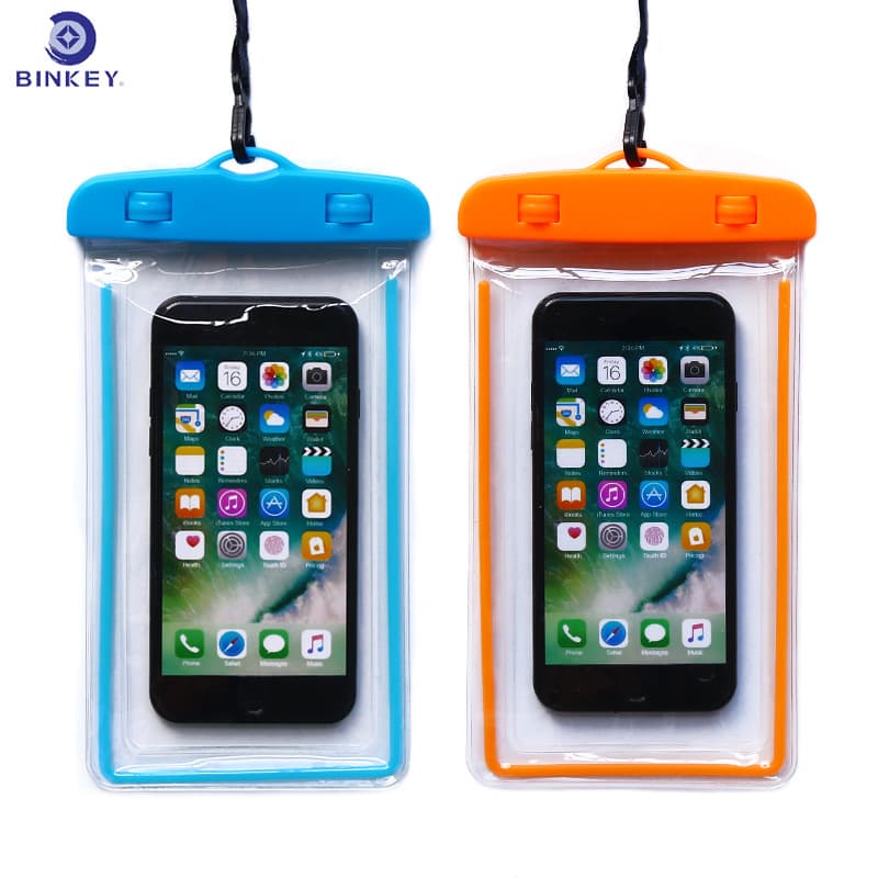 Glow-in-the-dark waterproof phone case, outdoor sports neckband phone case, PVC transparent touchscreen waterproof bag, manufacturer wholesale.