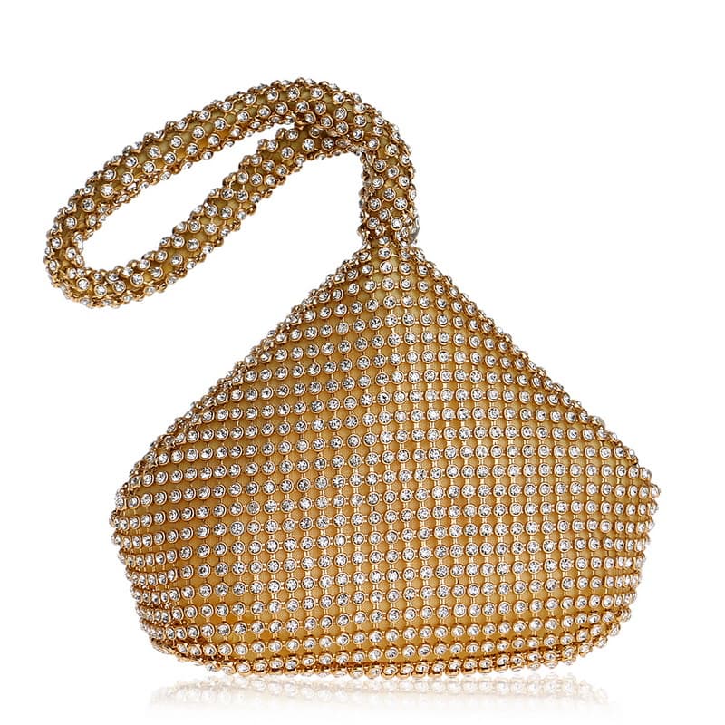Elegant Ladies Diamond Embellished Handbag Soft Dumpling Shape Smiley Bag Polyester Lining Daily Match Wedding Dinner Clutch