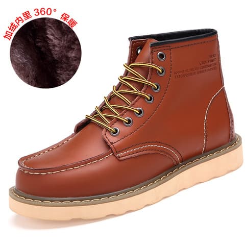 Men's Winter Martin Boots Cotton Lined Short High Top Men's Desert Boots Leather Mid Top Shoes Spring Trendy