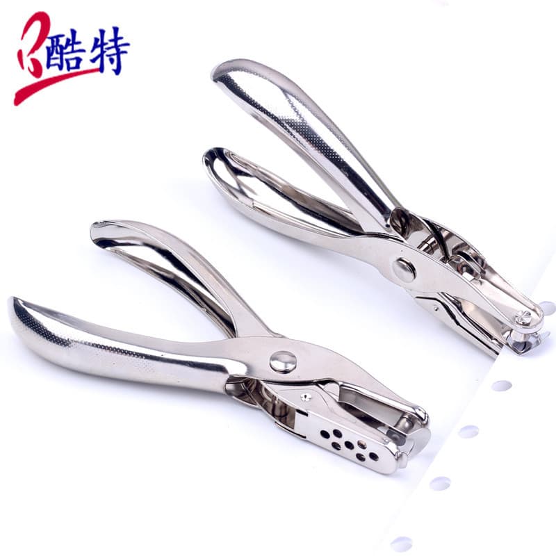 Manual Metal Single Hole Puncher 6mm Hole Diameter Boxed Punching Pliers 8 Sheets A4 Paper Punching Machine