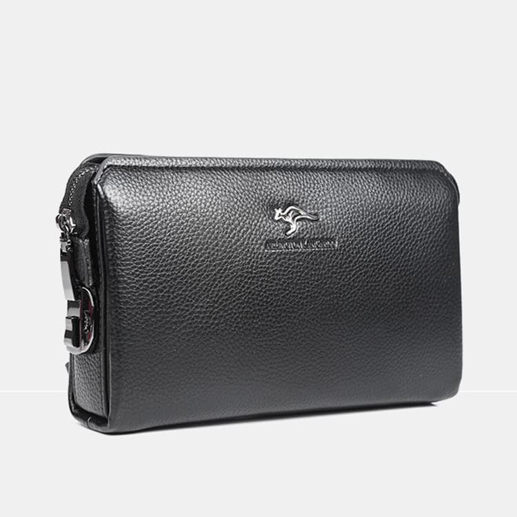 Men's Long Wallet Clutch Bag Casual Anti-Theft Lock Design PU Leather Urban Minimalist Style Daily Match Handbag for Business