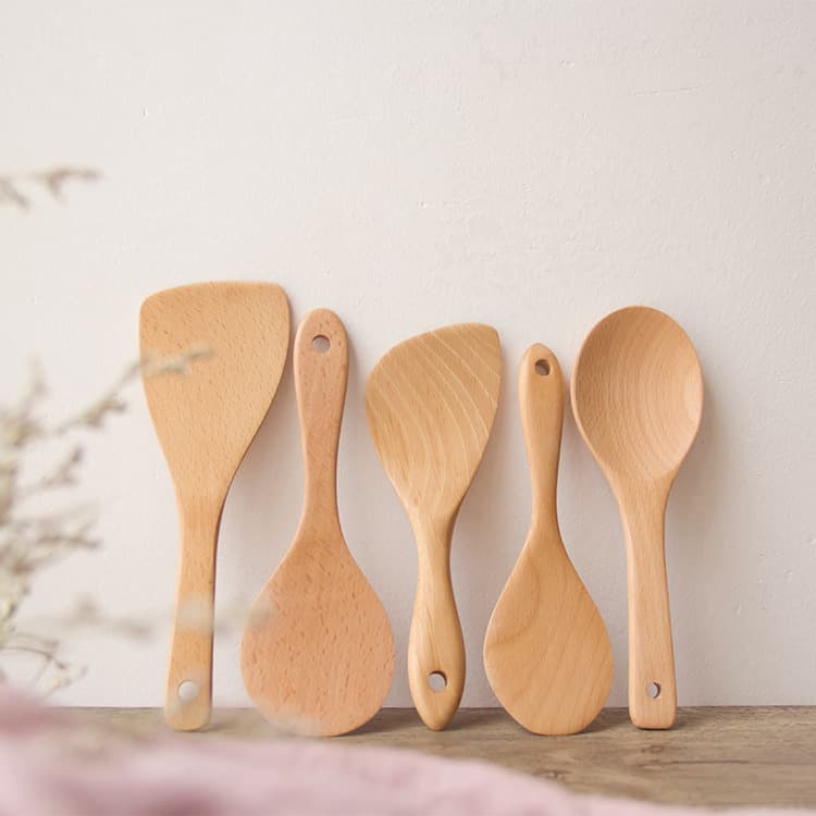 Cross-border beech wooden rice spoon household paint-free solid wood rice spoon does not damage the coated rice spoon multi-spec in stock