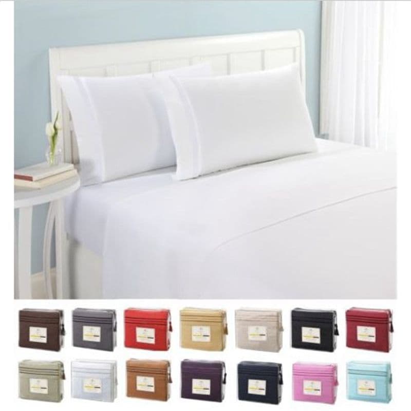eBay Export Solid Color Fitted Sheet 4-Piece Set, Plain Color Bedding Set, North American Export Size, eBay Amazon Bestseller