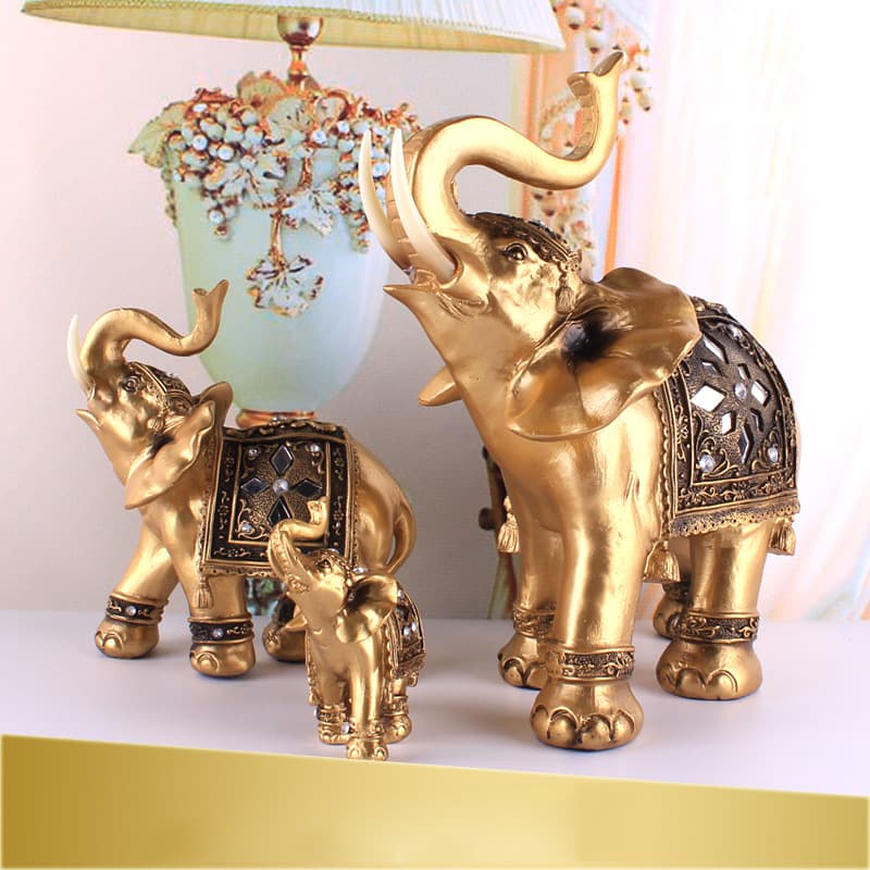 Creative Elephant Figurine Resin Craft Wealth Attracting Animal Home Decor Living Room Bedroom Bar Cabinet Decoration