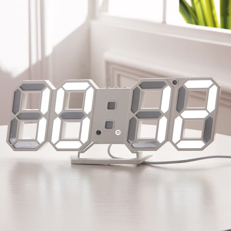 Korean Style 3D LED Digital Clock, New Electronic Clock, Wall 3D Clock Bedside Alarm Clock 6609