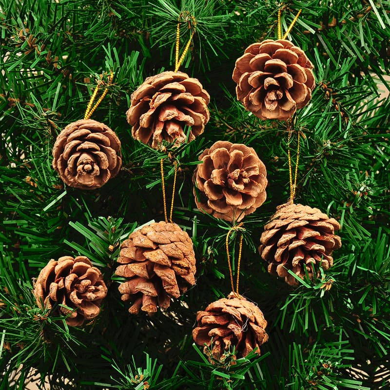 Manufacturer wholesale discount Christmas supplies Christmas tree decoration pendants natural wooden pine cones 4cm a pack of 6