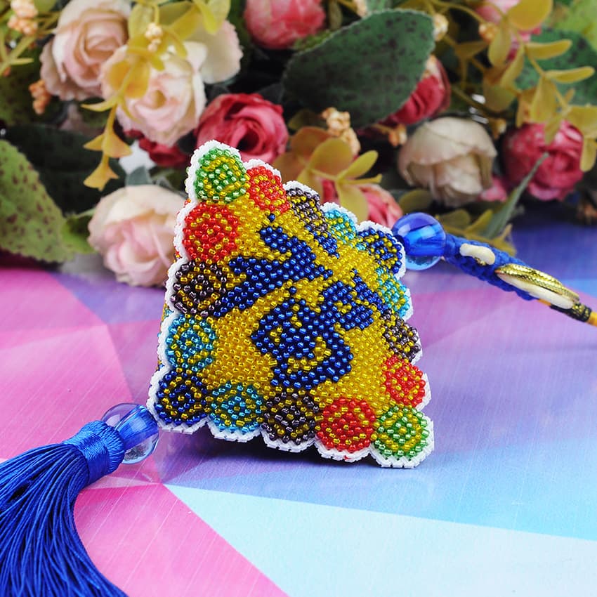 Colorful safety talisman precision printing pinganfu car pendant colorful full bead embroidery bag cross stitch pendant