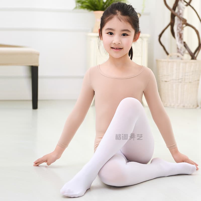 Kids Dance Base Layer Top for Spring Autumn Winter Girls Nude Color Undershirt Invisible Tight Performance Wear Fleece Lined Thermal Underwear