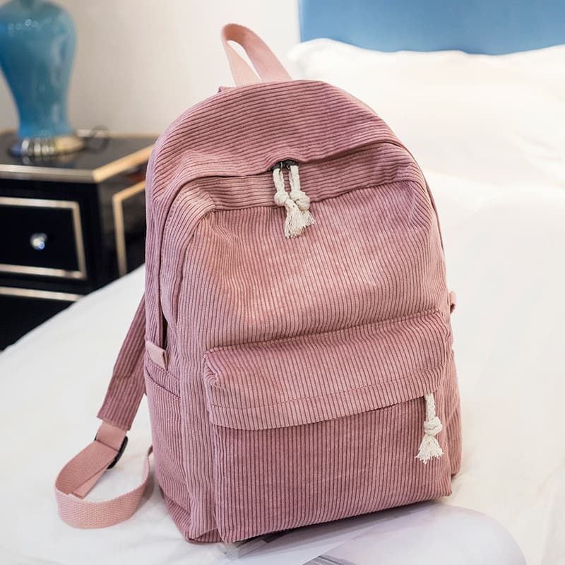 Women's backpack Korean-style original ulzzang high school student personality corduroy academic style backpack.