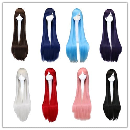 Universal Anime Cosplay Long Straight Colorful Wig 100cm Hair Extension Fake Hair for Party And Masquerade from China