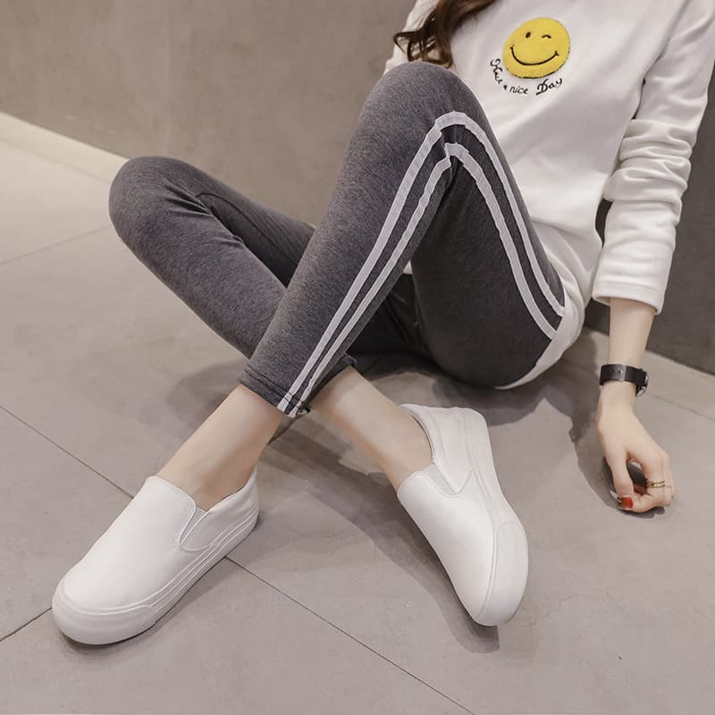 2024 Spring/Autumn New Maternity Leggings, Maternity Skinny Pants, Vertical Stripe Belly Support Skinny Leggings Versatile Pants