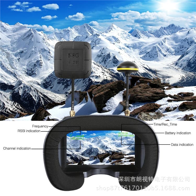 Racing drone, 5.8G FPV image transmission glasses, 4.3-inch, 40CH