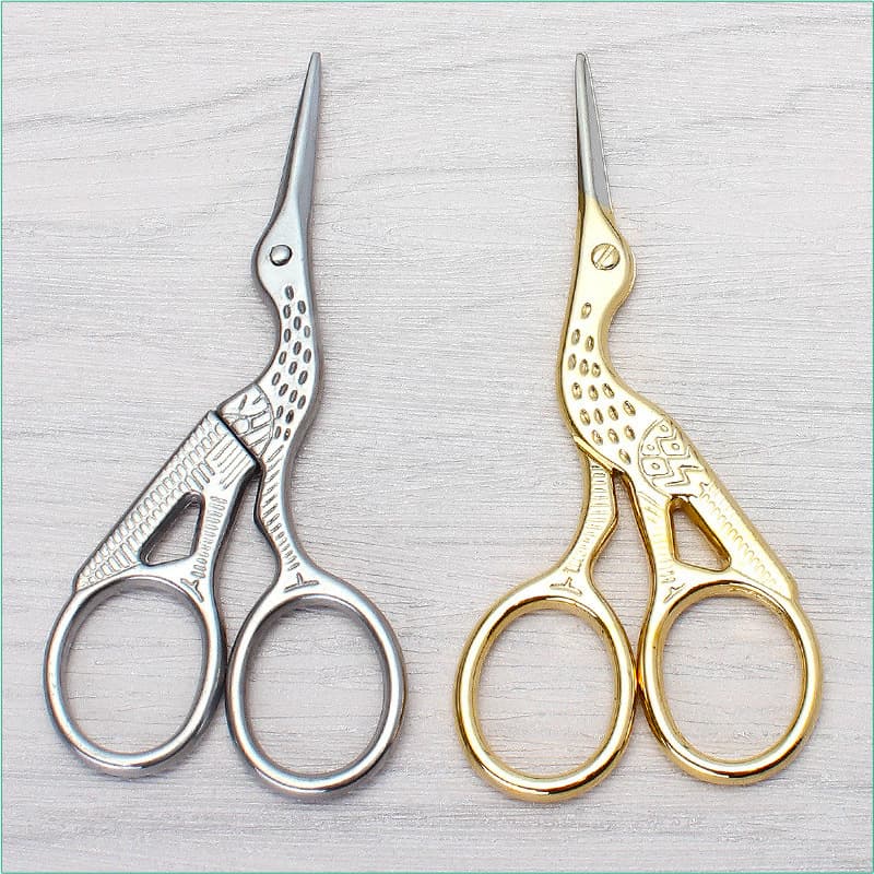 Stainless Steel Gold-Plated Crane Scissors, Yarn Scissors, Tea Bag Scissors, Cross-Stitch Handcraft Scissors, Thread Trimming Scissors