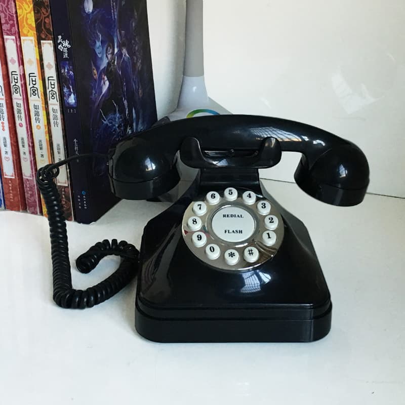 Simple button old-fashioned antique telephone, creative classic retro office and home telephone landline ornament.