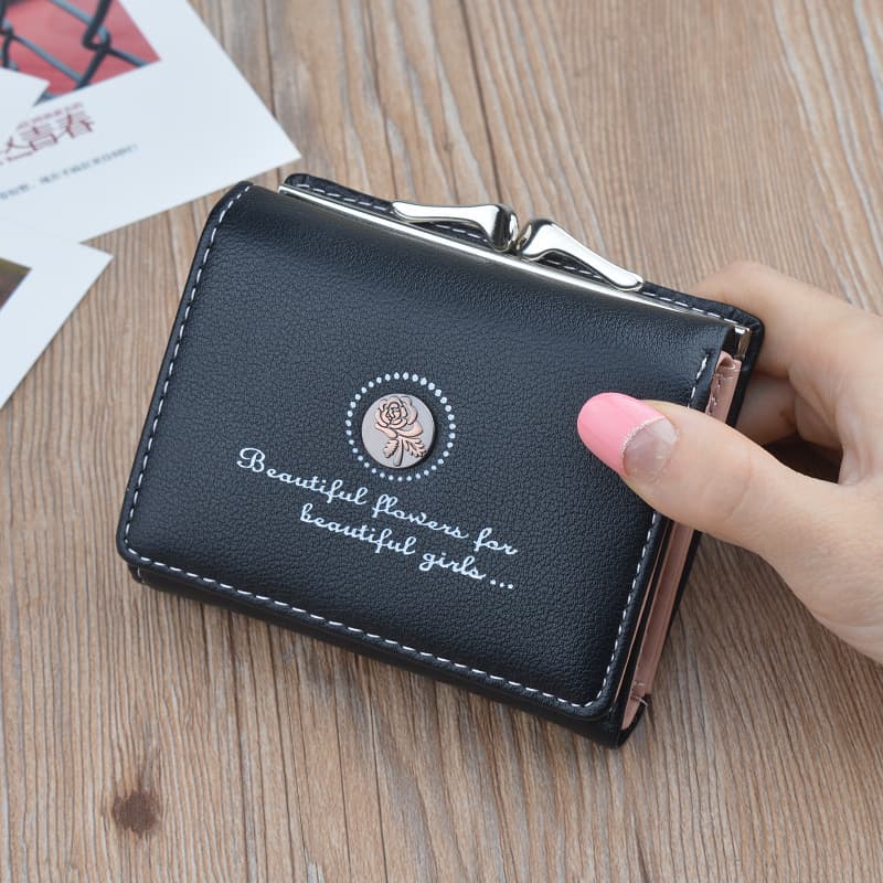 New Fashionable Simple Women's Wallet Student Cropped Coin Purse Large Capacity Foldable Soft Leather Clip Korean Style