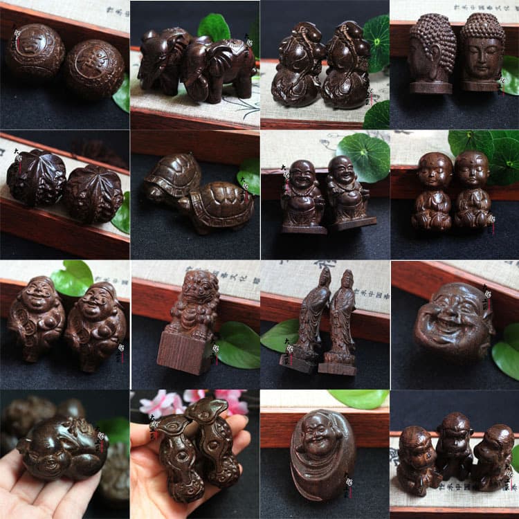 Manufacturer wholesale Vietnam agarwood wooden ornament black wood carving hand-held piece craft wholesale