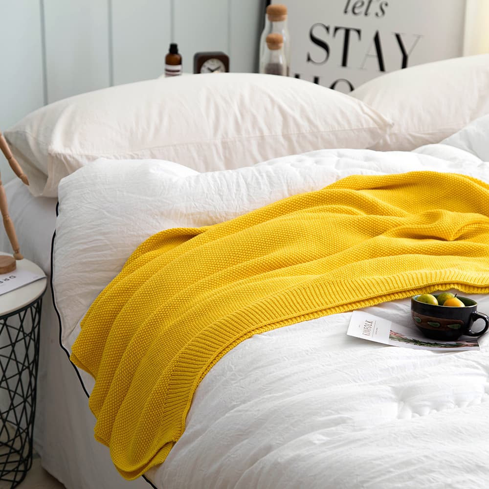 Cross-border Hot Selling Cotton Knitted Blanket Nap Blanket Thread Blanket Osmanthus Stitch Knitted Blanket Factory Stock Sofa Blanket Throw Blanket
