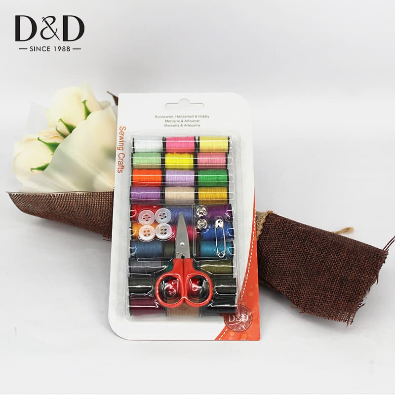 D&D-24 Color Extended Black Plastic Tube Blister Card 40pcs Hanging Card Sewing Kit DIY Handcraft Multi-Color Scissors Mending Thread
