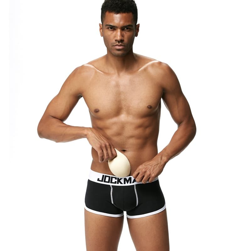 Pure Cotton Boxer Briefs for Men Low Waist Breathable Comfortable Shaping Underwear Front And Back with Cup Jockmail JM435