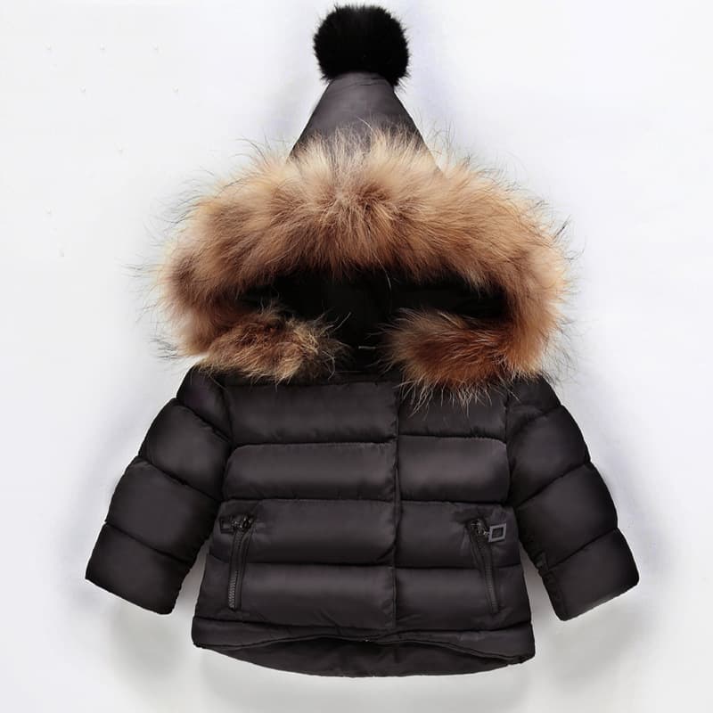 1-year-old baby girl hand-stuffed cotton-padded coat 2-year-old winter male and female baby cotton-padded jacket children's thickened large fur collar coat