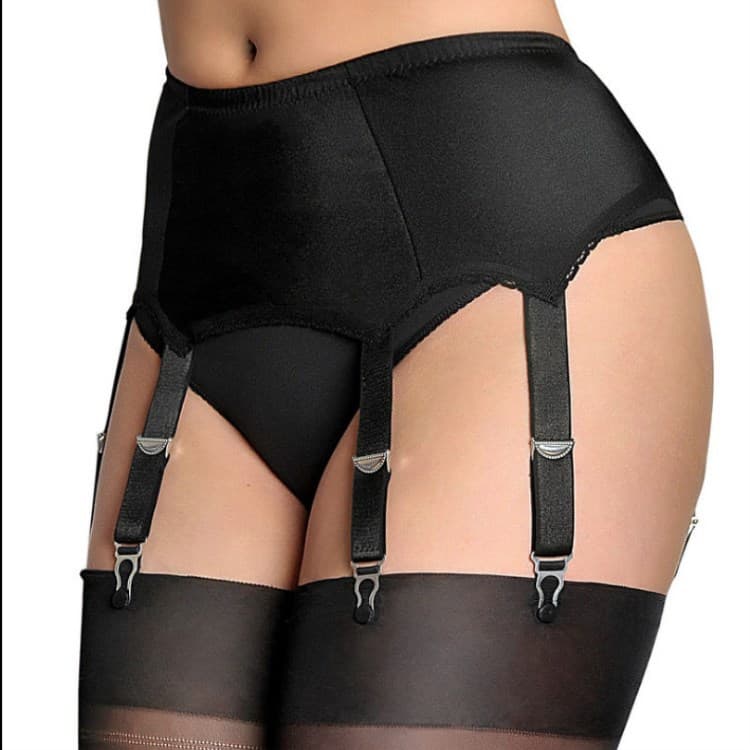 Euro-American eBay AliExpress new lace trim high-waist 6-claw adjustable metal buckle plus-size garter belts for women.