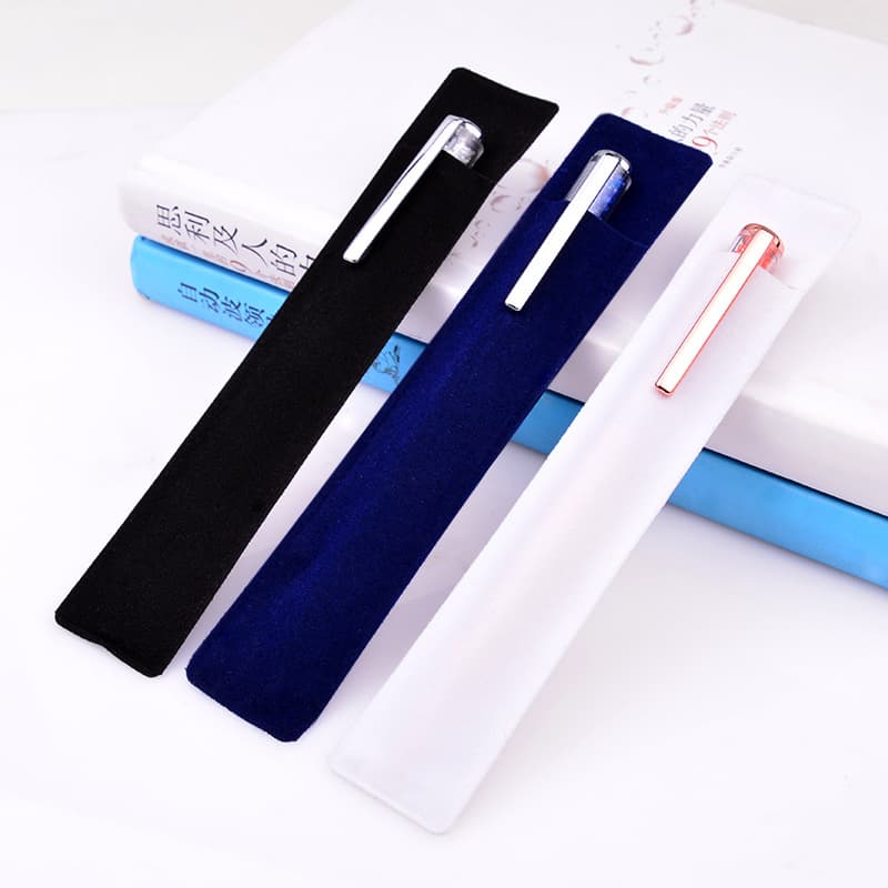 Factory Wholesale Rectangular Thick Double-Sided Velvet Single Flannel Pen Bag Plug-In Creative Gift Pen Packaging Bag
