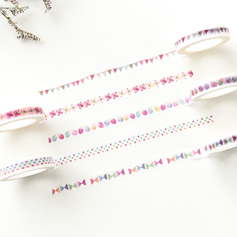 New Hand-torn 15 Styles Washi Tape Divider Line Stickers Wholesale 0.8cmX7m Fine Hand-drawn Washi Tape