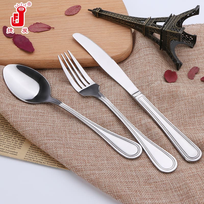 Double Line Windsor Stainless Steel Tableware Steak Knife, Fork and Spoon Set for Home, Hotel, and Western Restaurant Stainless Steel Knife, Fork and Spoon